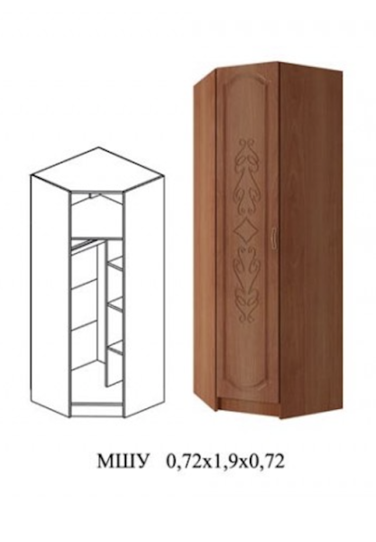 Угловой Шкаф Марк МДФ- МШУ Скандинавский дуб белый/венге (Ш-720 х В-1900 х Г-720 мм)