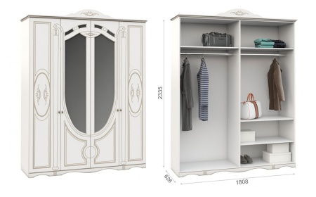 Спальный Гарнитур Александрина Белый/Патина Золото