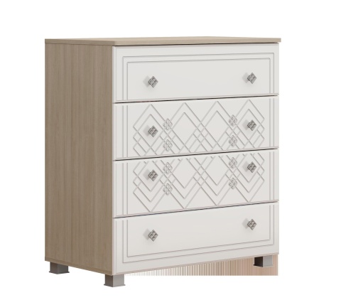 Комод Амели Дуб Сонома Светлый/Белый Глянец (Ш-800 х В-882 х Г-453 мм)