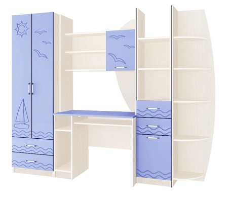 Детский Гарнитур Юниор-2 Стенка МДФ (Ш-2550 х В-2000 х Г-520 мм)/Разные Цвета